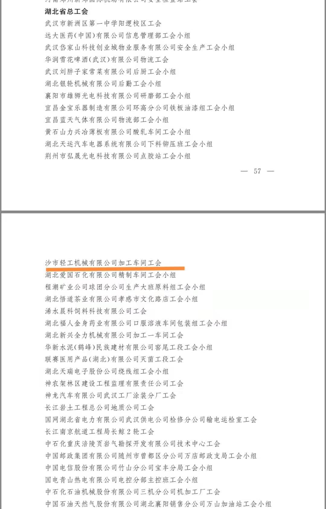 热烈祝贺公司加工车间工会荣获